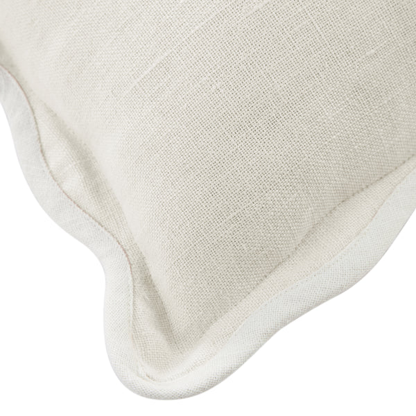 Evie Linen Powder White Scalloped Rectangular Cushion
