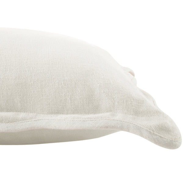 Evie Linen Powder White Scalloped Square Cushion