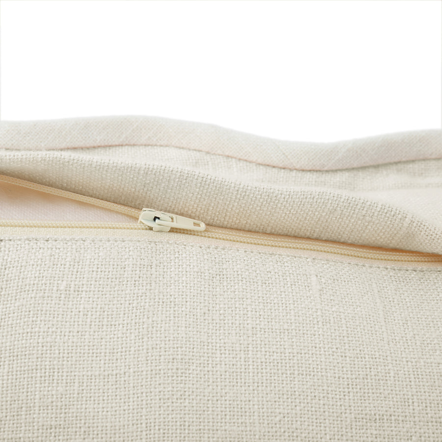 Evie Linen Powder White Scalloped Square Cushion