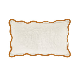 Evie Linen Butterscotch Scalloped Rectangular Cushion