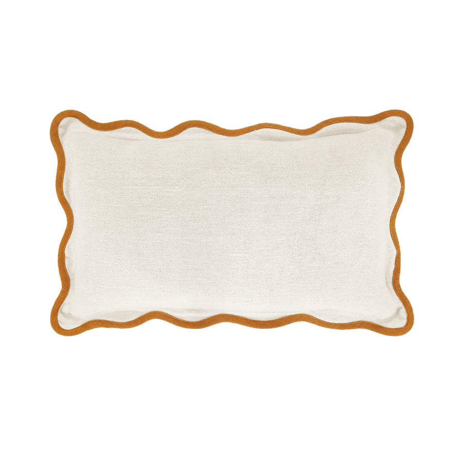 Evie Linen Butterscotch Scalloped Rectangular Cushion