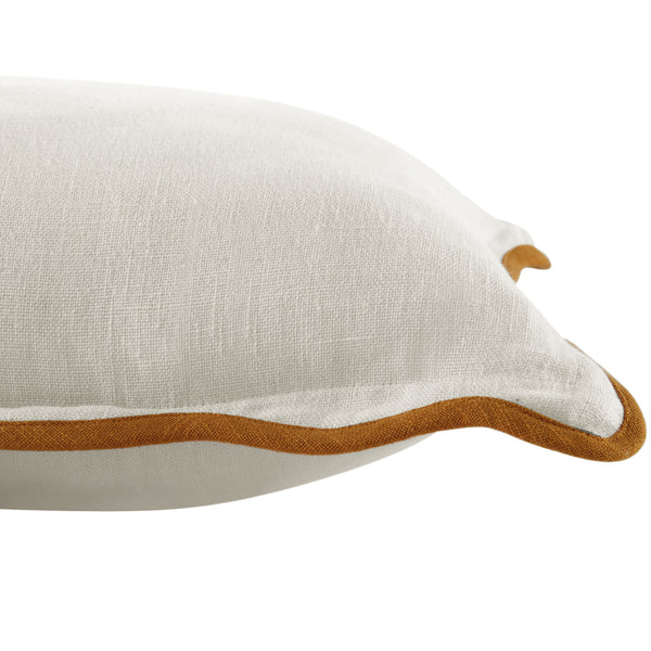 Evie Linen Butterscotch Scalloped Square Cushion