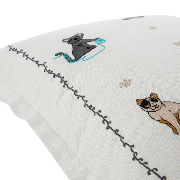 Whimsical Animals Feline Fine Hand Embroidered Cushion