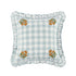 Matilda Blue Gingham Ruffle Floral Embroidered Linen Blend Cushion - daals