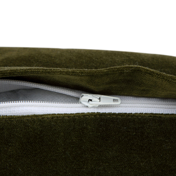 Luxe Collection Greta Beaded Moss Green Cotton Velvet Cushion