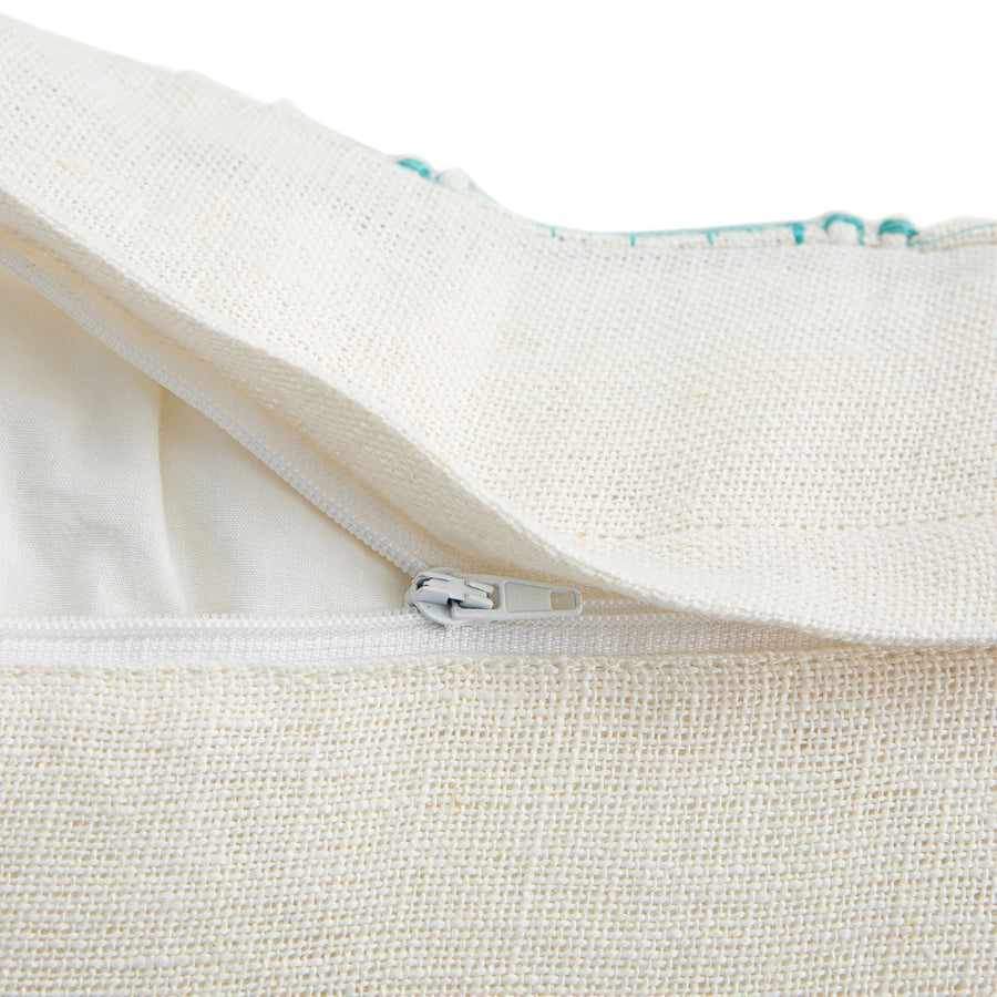 Hattie Blue Embroidered 100% Linen Cushion