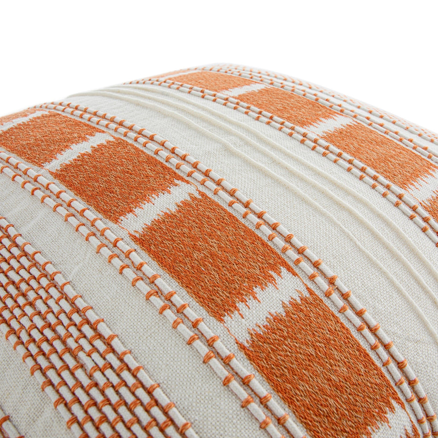 Hattie Orange Embroidered 100% Linen Cushion - daals