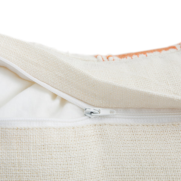 Hattie Orange Embroidered 100% Linen Cushion
