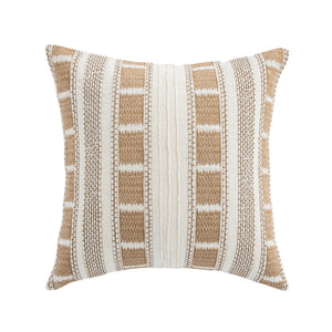 Hattie Light Taupe Embroidered 100% Linen Cushion
