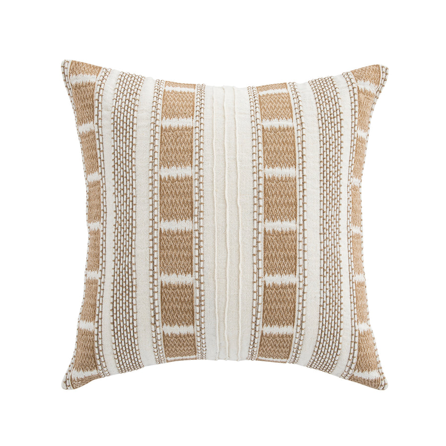 Hattie Light Taupe Embroidered 100% Linen Cushion