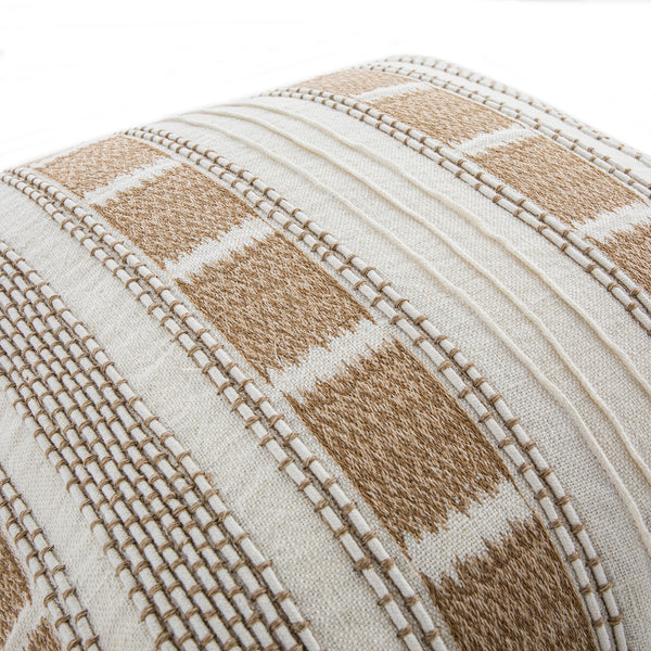 Hattie Light Taupe Embroidered 100% Linen Cushion