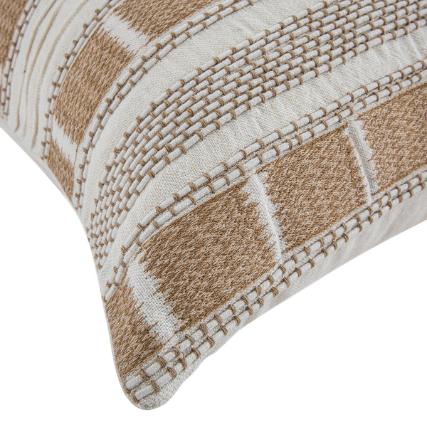 Hattie Light Taupe Embroidered 100% Linen Cushion