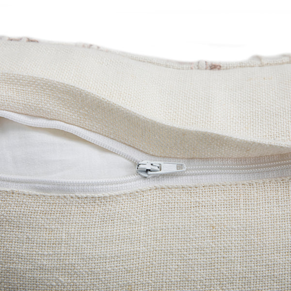 Hattie Light Taupe Embroidered 100% Linen Cushion