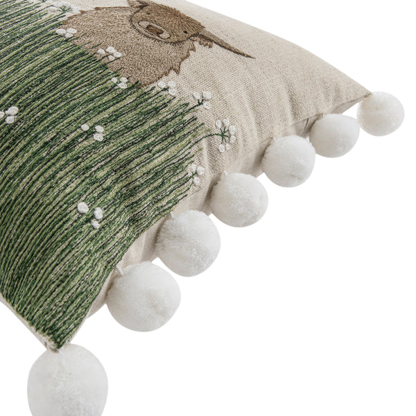 Country Collection Herd Of Highland Cows Wool Embroidered Cushion