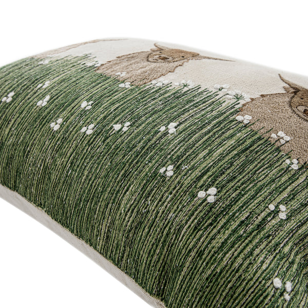 Country Collection Herd Of Highland Cows Wool Embroidered Cushion