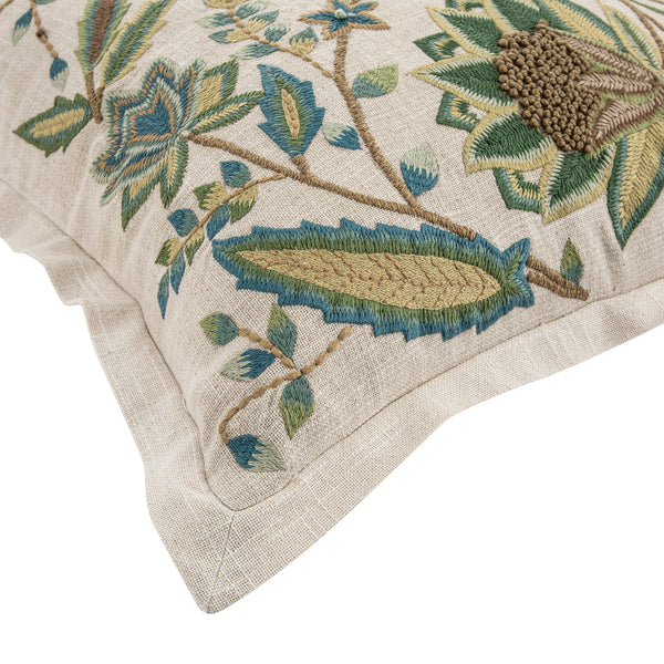 Flora & Fauna Hand Embroidered Jacobean Paradise Cushion