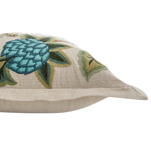 Flora & Fauna Hand Embroidered Jacobean Pomegranate Cushion