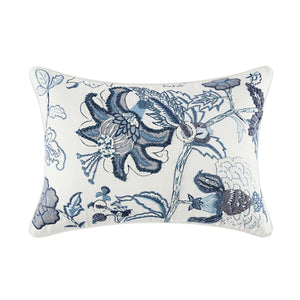 Jaipur Serenity Sky Blue Floral Embroidered Rectangular Cushion