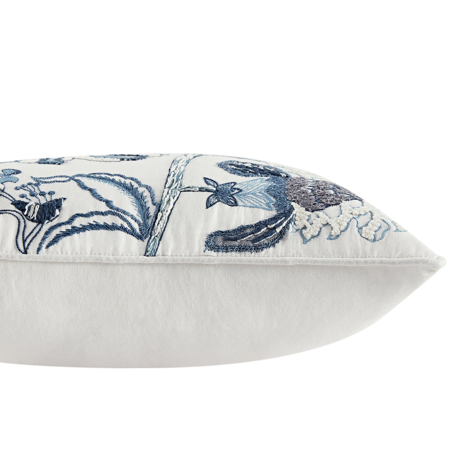 Jaipur Serenity Sky Blue Floral Embroidered Rectangular Cushion