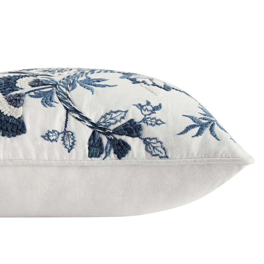 Jaipur Serenity Sky Blue Floral Embroidered Cushion