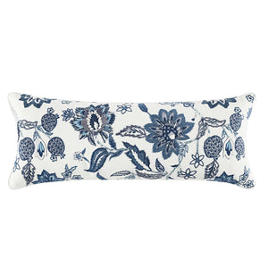 Jaipur Serenity Sky Blue Floral Embroidered Lumbar Cushion