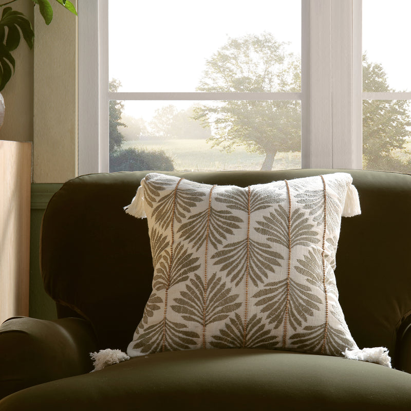 Vine Collection Japonica Hand Embroidered Beaded Cushion