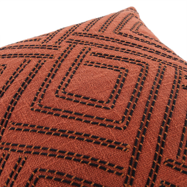 Javari Burnt Terracotta Cord Stitched Cushion