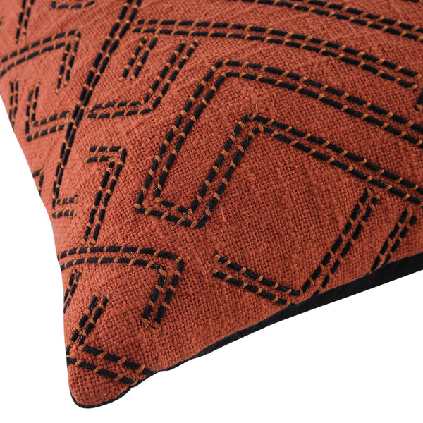 Javari Burnt Terracotta Cord Stitched Cushion