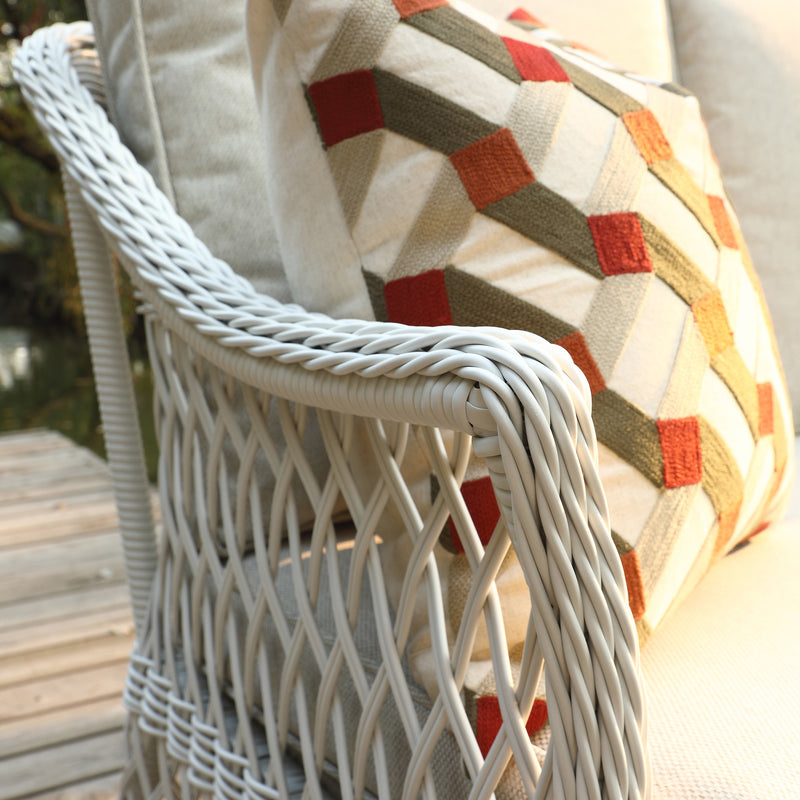 Knox Rust Olive & Beige Crewelwork Wool Embroidered Cushion