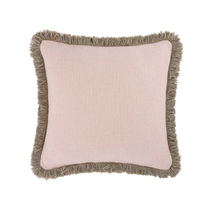 Kyra Blush Pink Linen Fringed Cushion