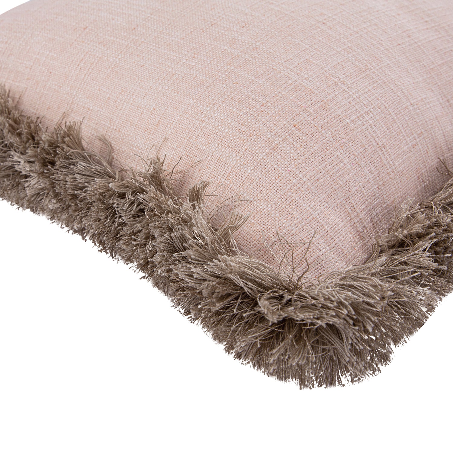 Kyra Blush Pink Linen Fringed Cushion