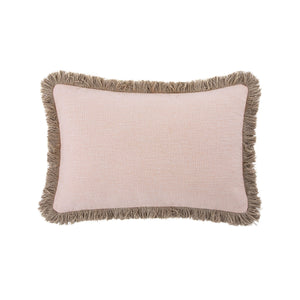 Kyra Blush Pink Linen Fringed Rectangular Cushion