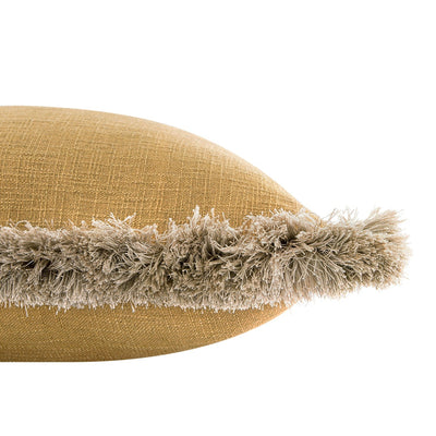 Kyra Dijon Yellow Linen Fringed Cushion