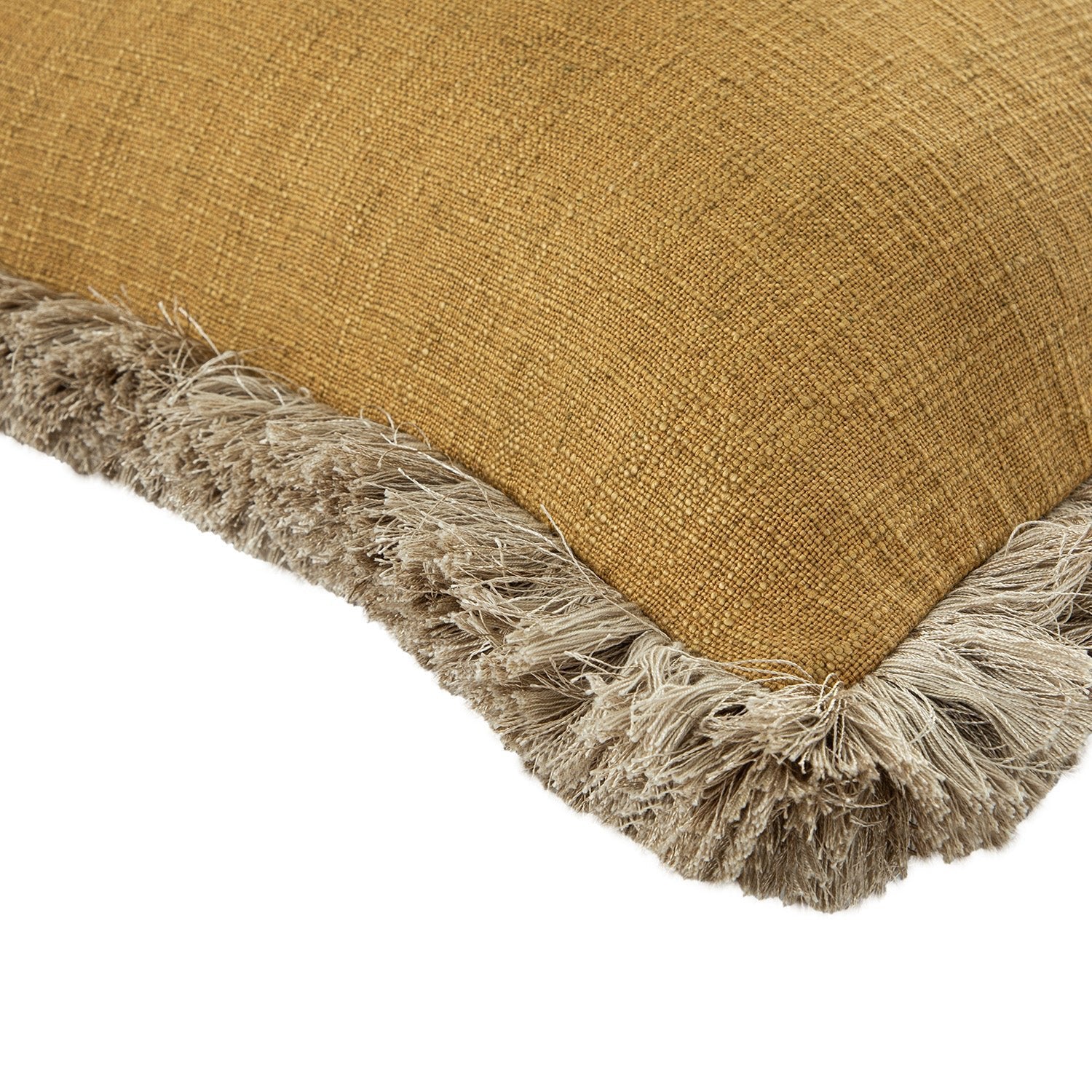 Kyra Dijon Yellow Linen Fringed Cushion