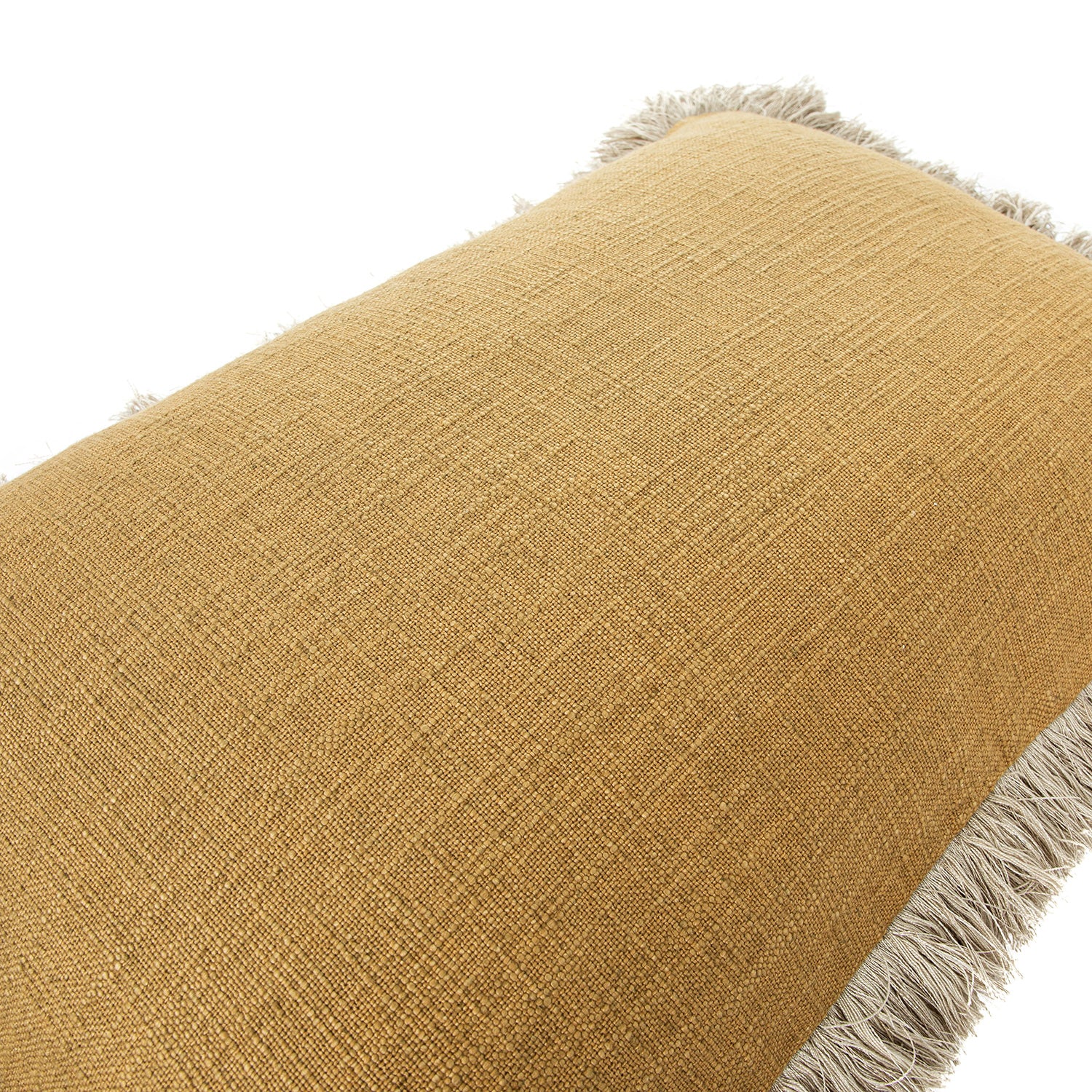 Kyra Dijon Yellow Linen Fringed Rectangular Cushion