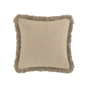 Kyra Oatmeal Linen Fringed Cushion