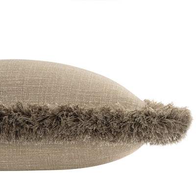 Kyra Oatmeal Linen Fringed Cushion