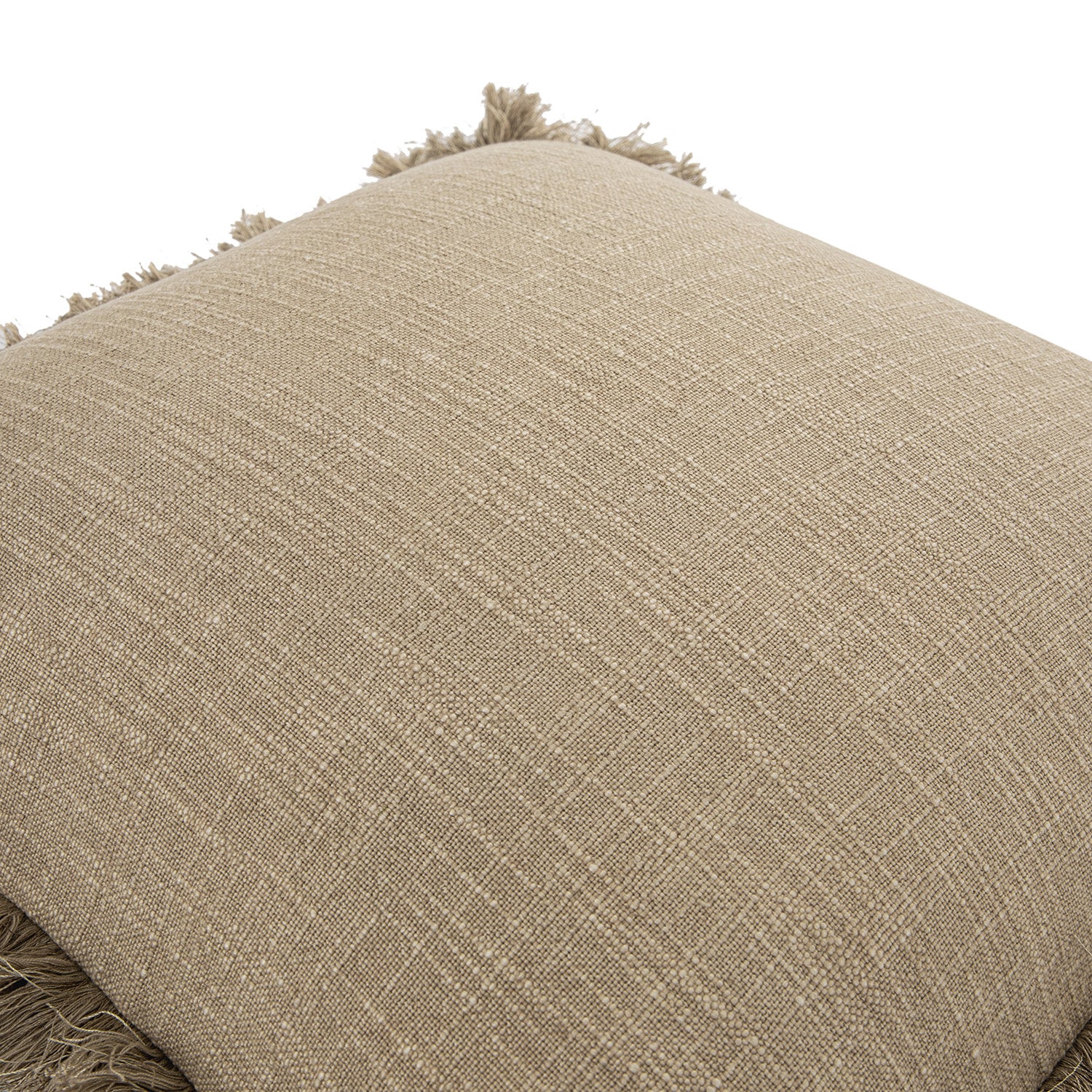 Kyra Oatmeal Linen Fringed Cushion