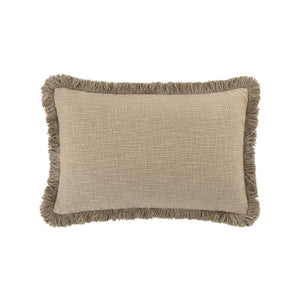 Kyra Oatmeal Linen Fringed Rectangular Cushion