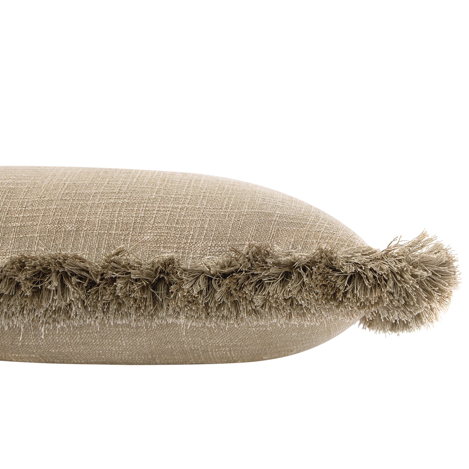 Kyra Oatmeal Linen Fringed Rectangular Cushion