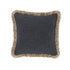 Kyra Petrol Blue Linen Fringed Cushion - daals