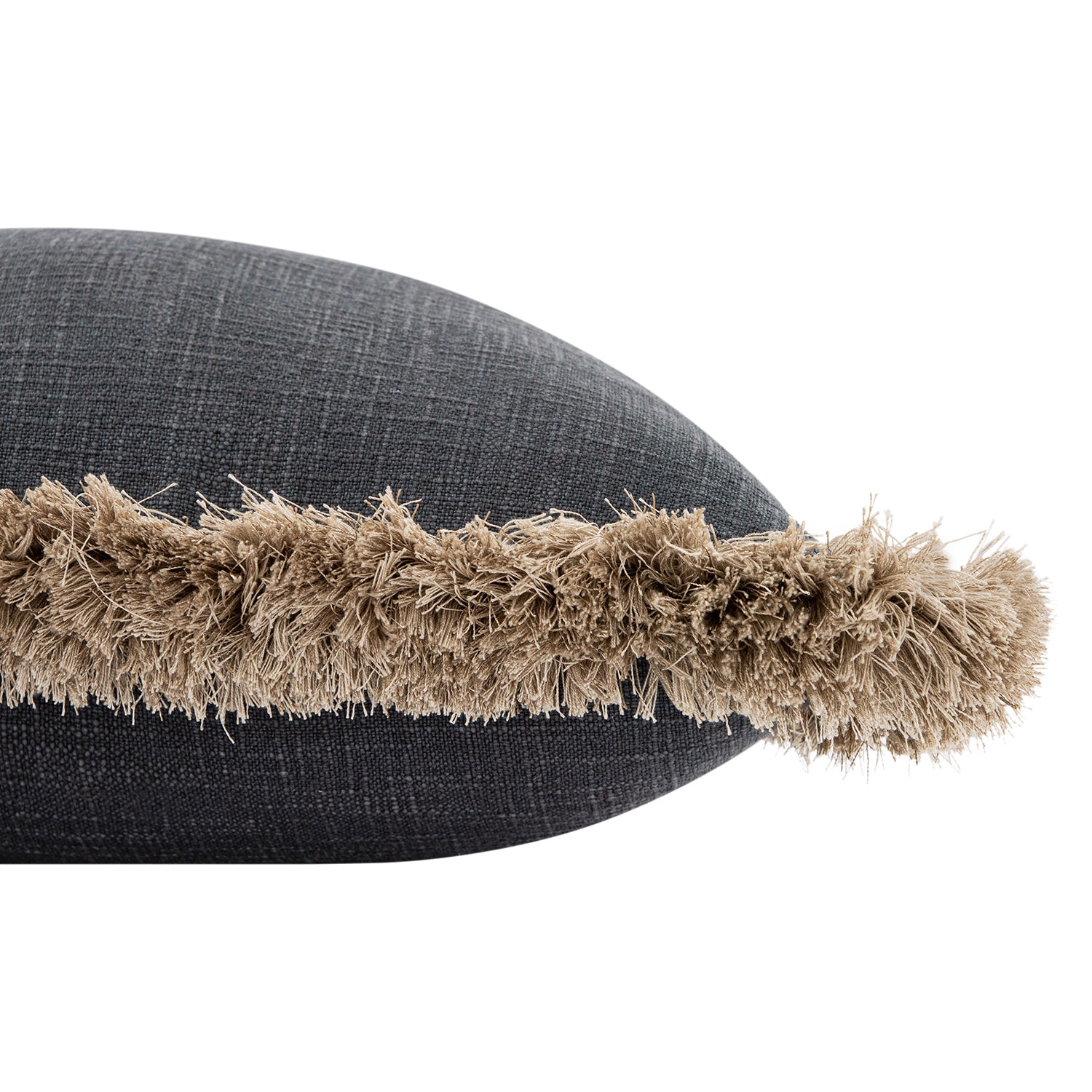 Kyra Petrol Blue Linen Fringed Cushion