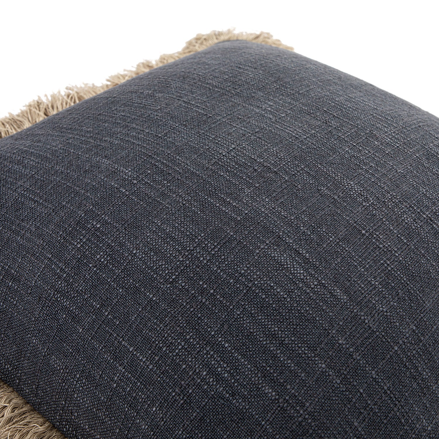 Kyra Petrol Blue Linen Fringed Cushion