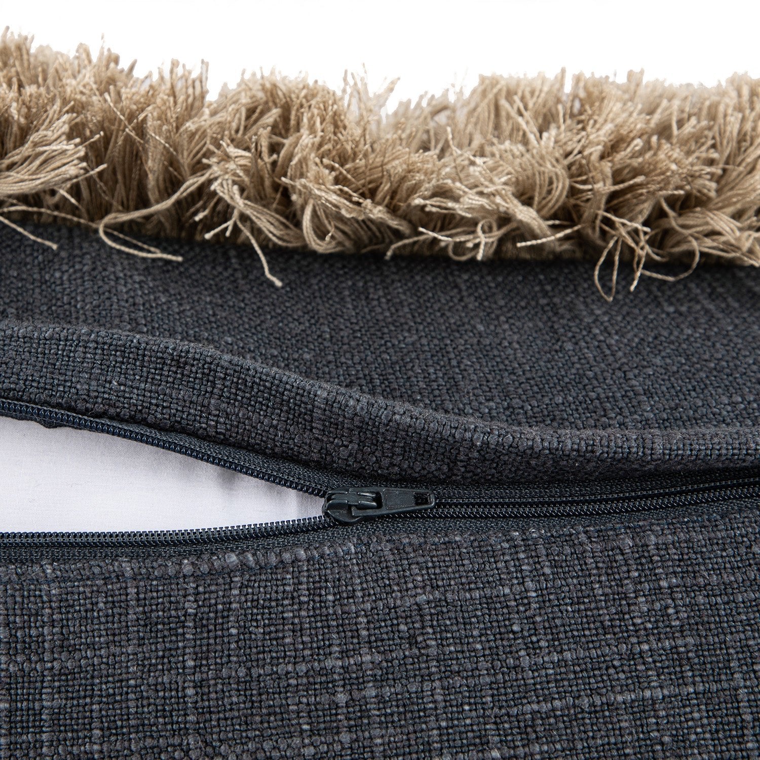 Kyra Petrol Blue Linen Fringed Cushion