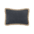 Kyra Petrol Blue Linen Fringed Rectangular Cushion - daals