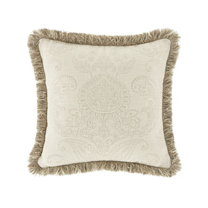 Kyra Floral Printed Linen Fringed Cushion