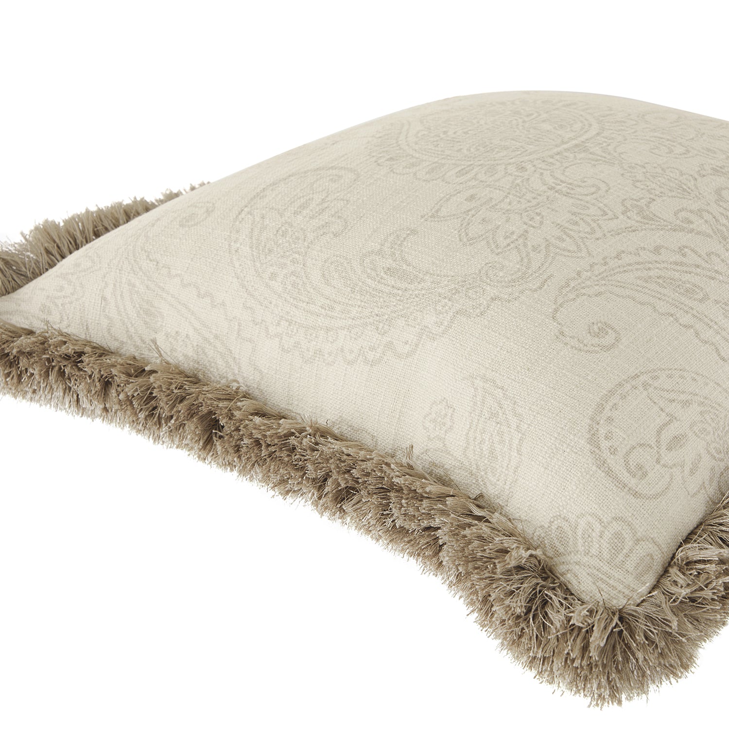Kyra Floral Printed Linen Fringed Cushion