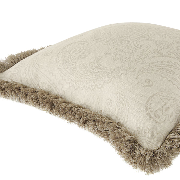 Kyra Floral Printed Linen Fringed Cushion - daals