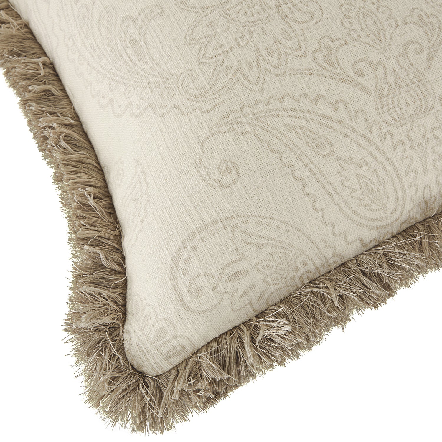 Kyra Floral Printed Linen Fringed Cushion