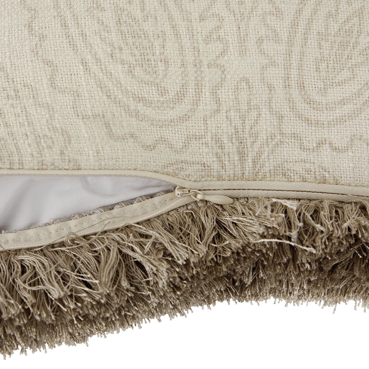 Kyra Floral Printed Linen Fringed Cushion